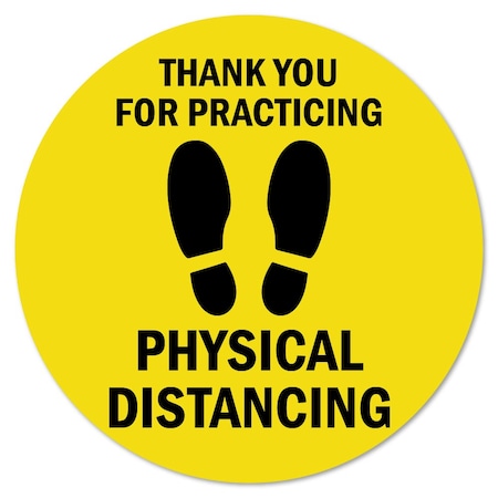 Thank You For Practicing Safe Distance Non-Slip Floor Graphic, 16in Vinyl Decal